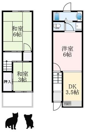 初芝駅 徒歩7分 1-2階の物件間取画像